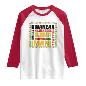 Nguzo Saba Seven Principles Raglan Shirt African Heritage Celebration Gift TS12 White Red Print Your Wear