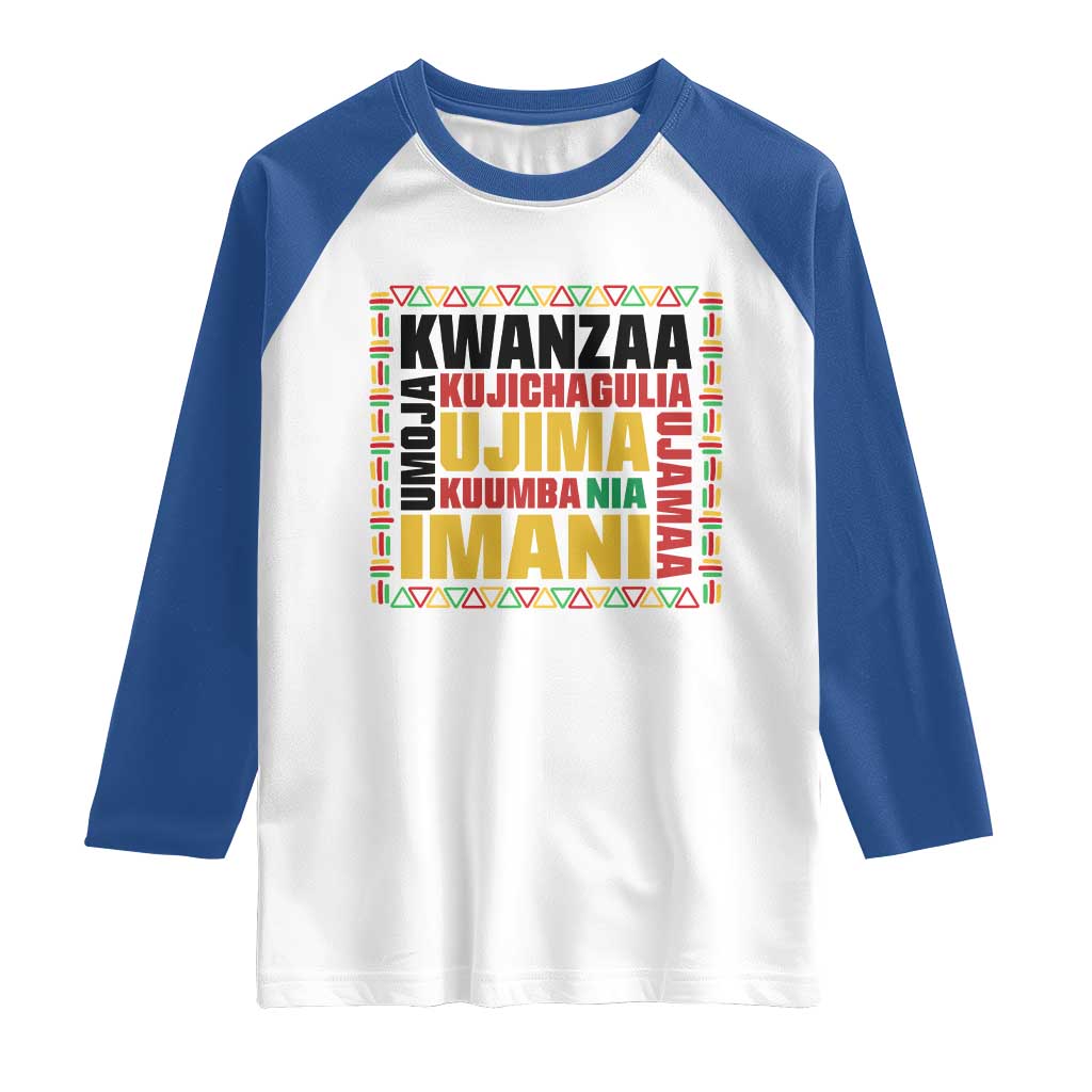 Nguzo Saba Seven Principles Raglan Shirt African Heritage Celebration Gift TS12 White Royal Print Your Wear