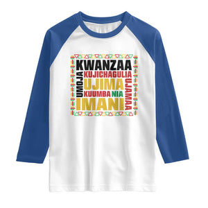 Nguzo Saba Seven Principles Raglan Shirt African Heritage Celebration Gift TS12 White Royal Print Your Wear