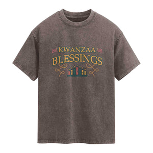Kwanzaa Blessings Washed Cotton T-Shirt African Heritage Celebration Gift