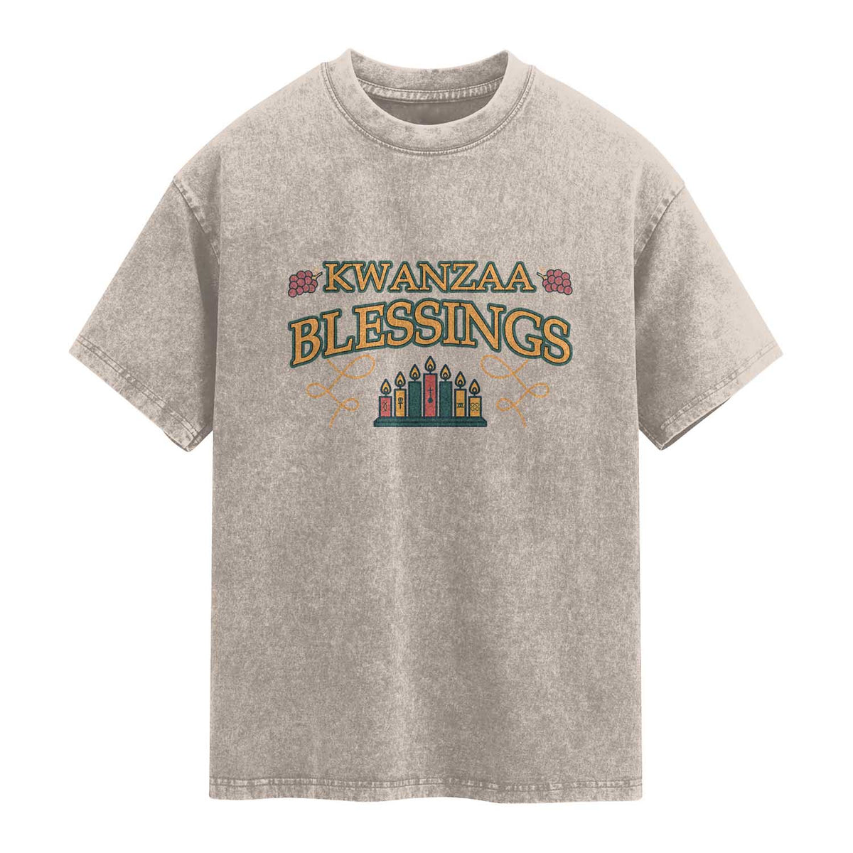 Kwanzaa Blessings Washed Cotton T-Shirt African Heritage Celebration Gift