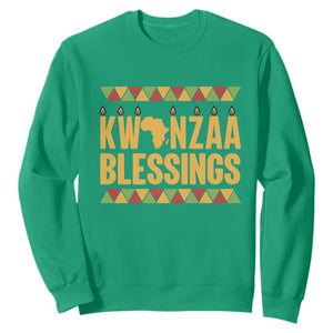 Kwanzaa Blessings Sweatshirt Kinara Light African Heritage Gift TS12 Irish Green Print Your Wear