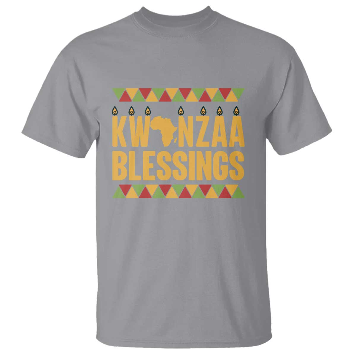 Kwanzaa Blessings T Shirt Kinara Light African Heritage Gift TS12 Sport Gray Print Your Wear