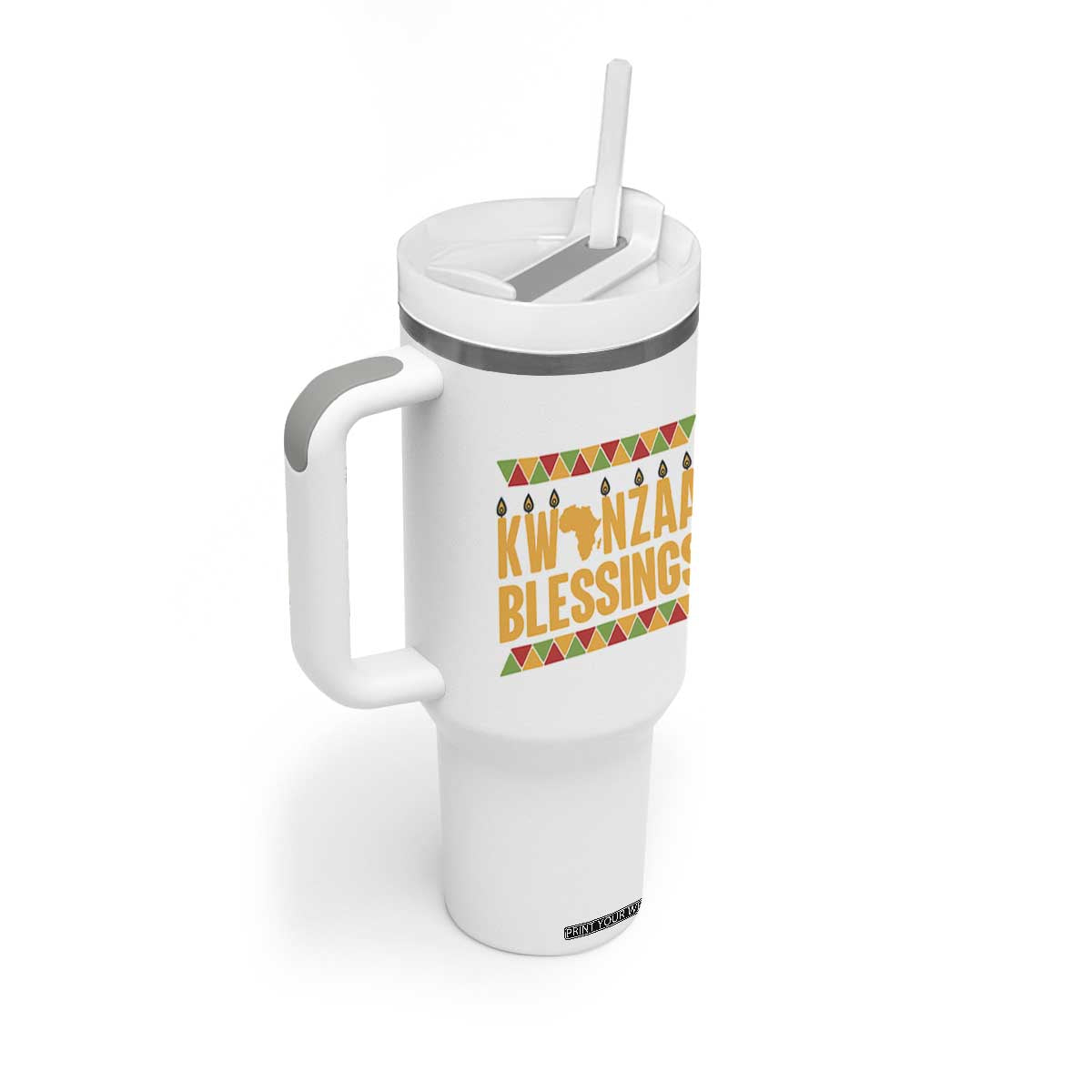 Kwanzaa Blessings Tumbler With Handle Kinara Light African Heritage Gift TS12 Print Your Wear
