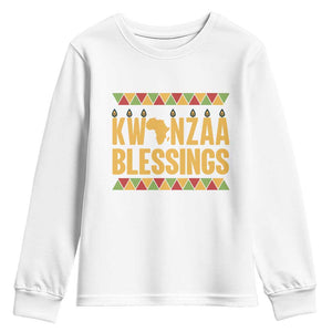 Kwanzaa Blessings Youth Sweatshirt Kinara Light African Heritage Gift TS12 White Print Your Wear