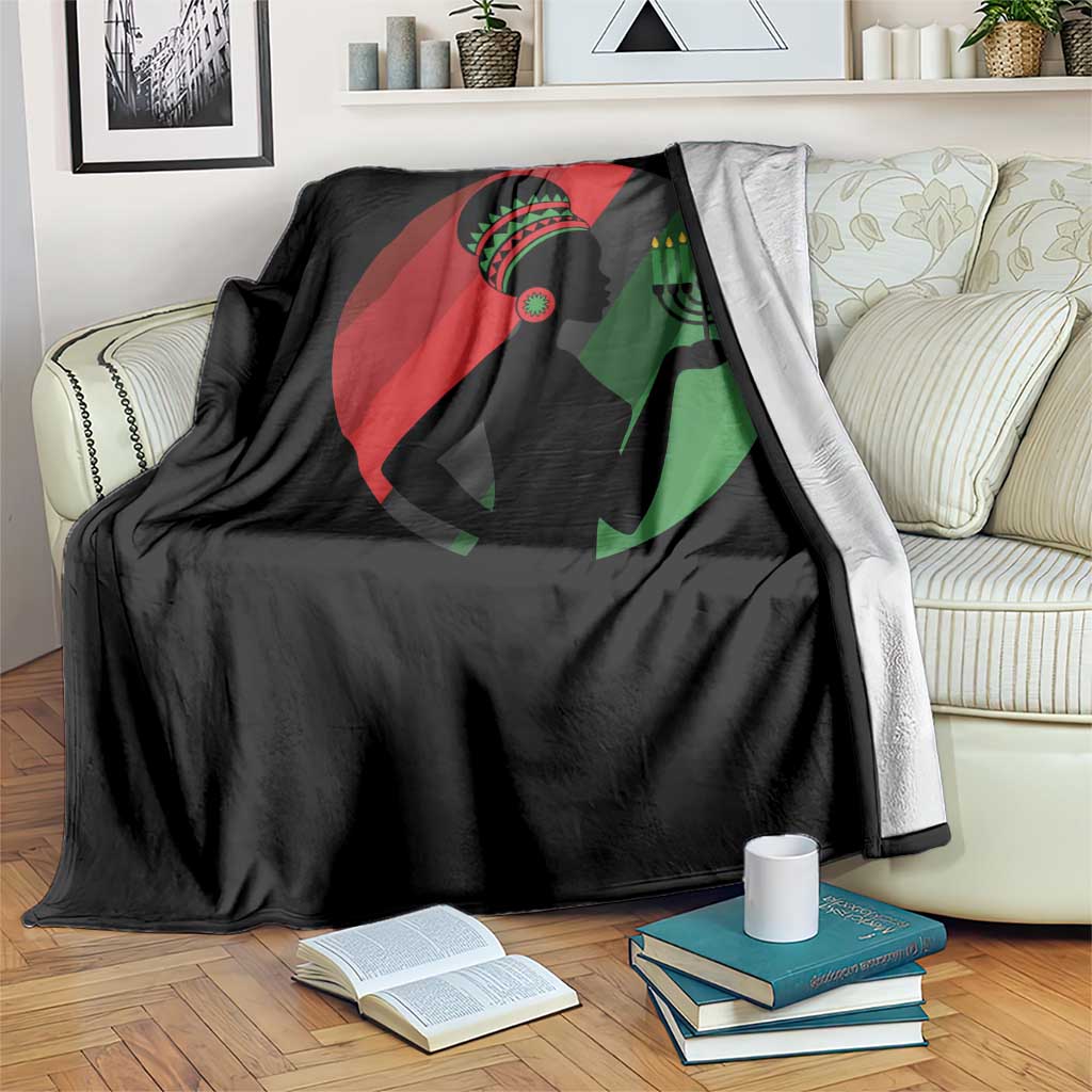 African Woman With Kinara Throw Blanket Happy Kwanzaa Cultural Pride Gift TS12 Print Your Wear