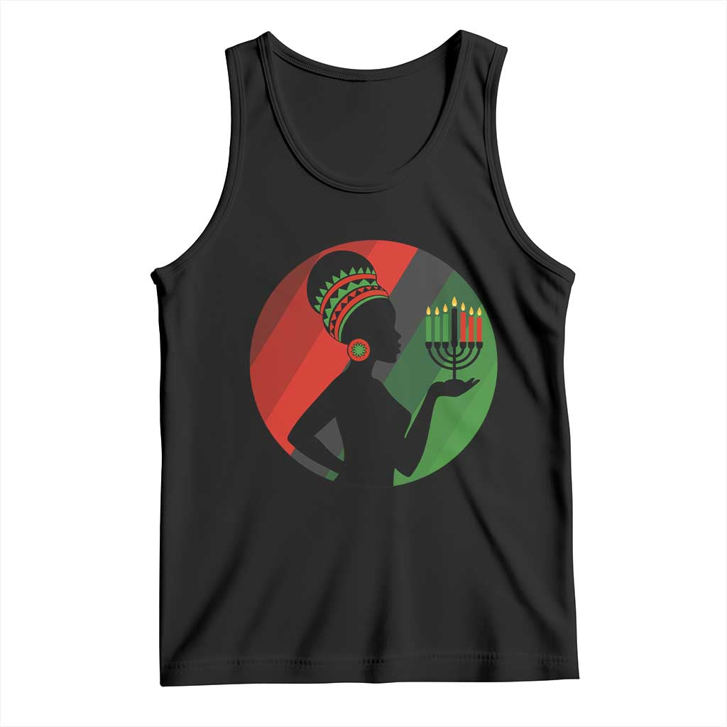 African Woman With Kinara Tank Top Happy Kwanzaa Cultural Pride Gift TS12 Black Print Your Wear