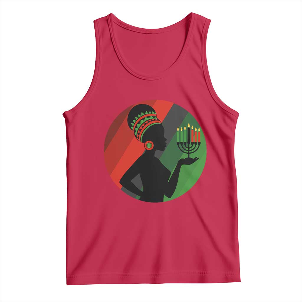 African Woman With Kinara Tank Top Happy Kwanzaa Cultural Pride Gift TS12 Red Print Your Wear