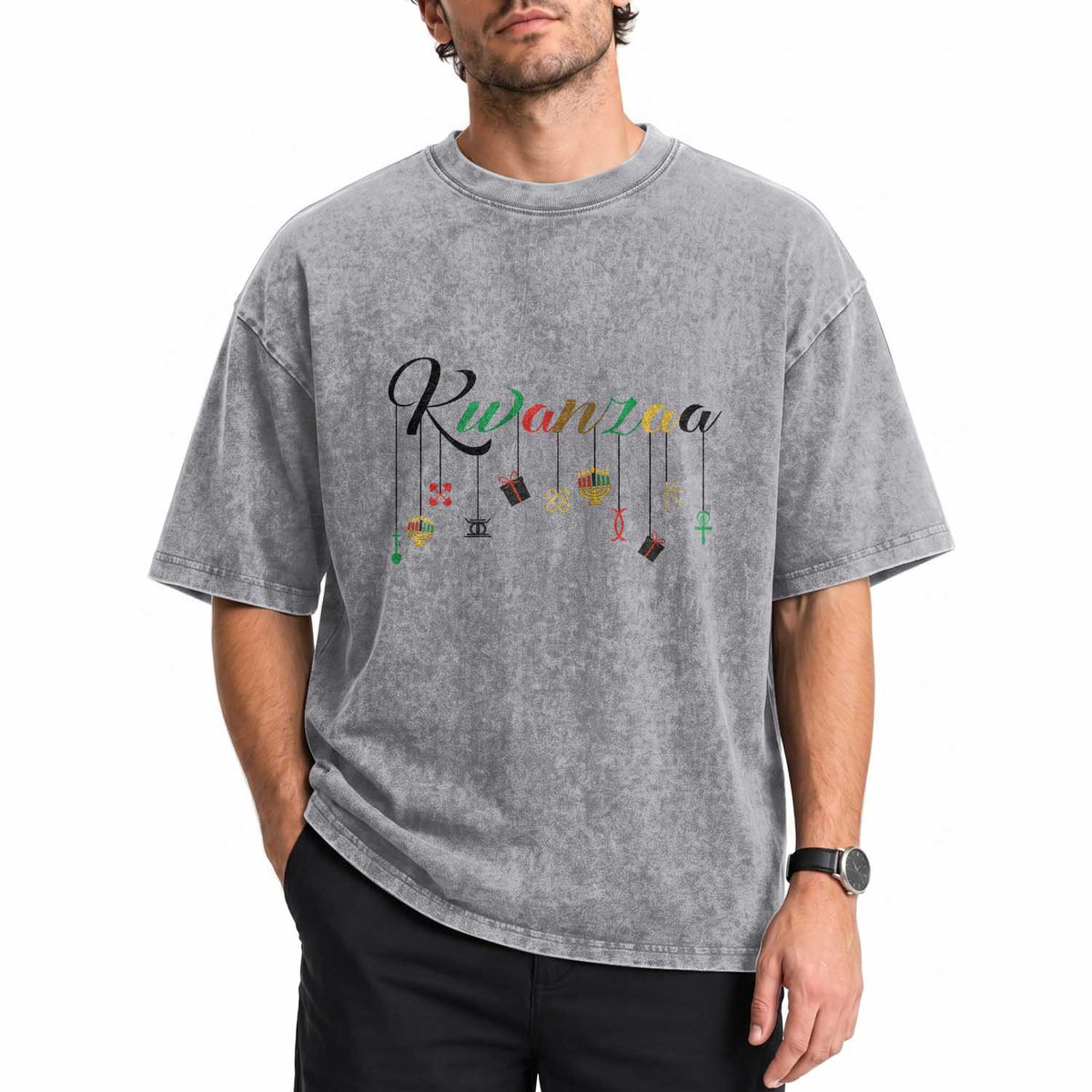 Kwanzaa Washed Cotton T-Shirt Lights Of Unity Seven Principles Heritage Gift