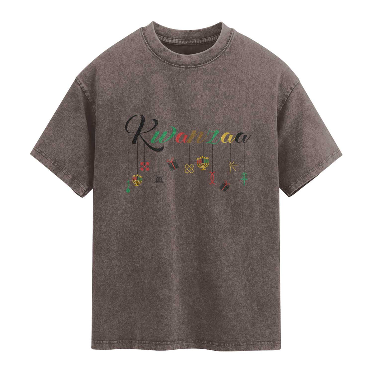 Kwanzaa Washed Cotton T-Shirt Lights Of Unity Seven Principles Heritage Gift