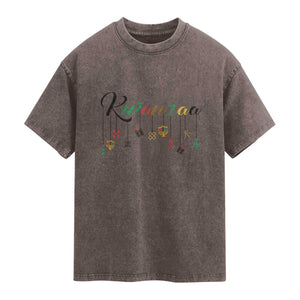 Kwanzaa Washed Cotton T-Shirt Lights Of Unity Seven Principles Heritage Gift