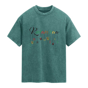 Kwanzaa Washed Cotton T-Shirt Lights Of Unity Seven Principles Heritage Gift