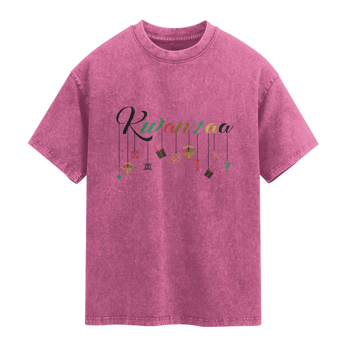 Kwanzaa Washed Cotton T-Shirt Lights Of Unity Seven Principles Heritage Gift