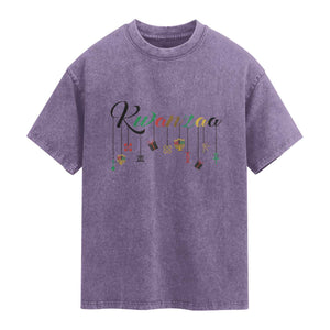 Kwanzaa Washed Cotton T-Shirt Lights Of Unity Seven Principles Heritage Gift