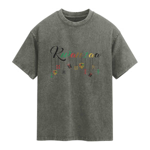 Kwanzaa Washed Cotton T-Shirt Lights Of Unity Seven Principles Heritage Gift