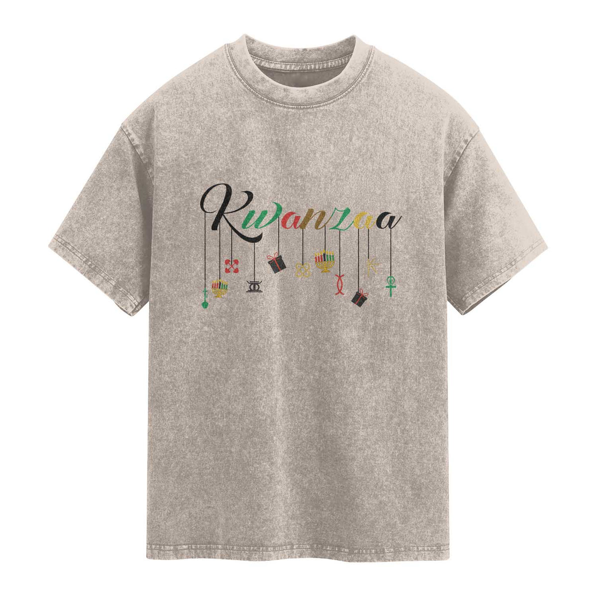 Kwanzaa Washed Cotton T-Shirt Lights Of Unity Seven Principles Heritage Gift