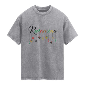 Kwanzaa Washed Cotton T-Shirt Lights Of Unity Seven Principles Heritage Gift