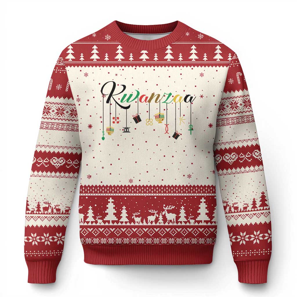 Kwanzaa Ugly Christmas Sweater Lights Of Unity Seven Principles Heritage Gift TS12 Beige Red Print Your Wear