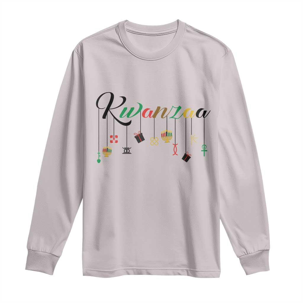 Kwanzaa Long Sleeve Shirt Lights Of Unity Seven Principles Heritage Gift TS12 Ice Gray Print Your Wear