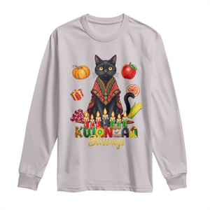 Kwanzaa Blessings Long Sleeve Shirt Funny Cat African Heritage Gift TS12 Ice Gray Print Your Wear