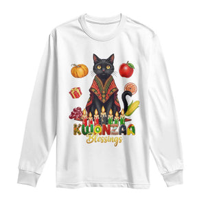Kwanzaa Blessings Long Sleeve Shirt Funny Cat African Heritage Gift TS12 White Print Your Wear