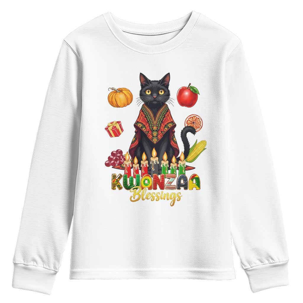 Kwanzaa Blessings Youth Sweatshirt Funny Cat African Heritage Gift TS12 White Print Your Wear