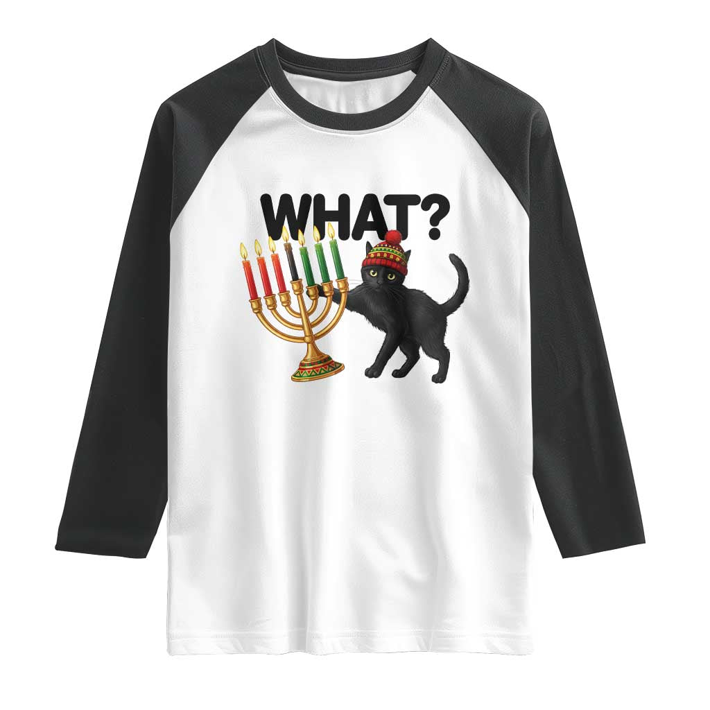 Funny Black Cat Chaos Kwanzaa Kinara Candle Raglan Shirt African Heritage Gift TS12 White Black Print Your Wear