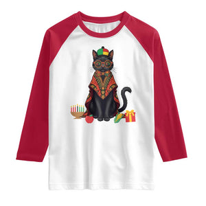 Cute Kwanzaa Cat Dashiki Raglan Shirt African Heritage Gift TS12 White Red Print Your Wear