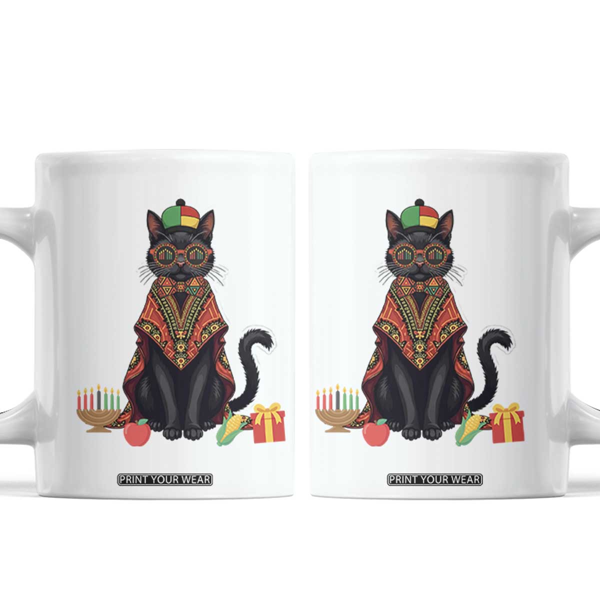 Cute Kwanzaa Cat Dashiki Coffee Mug African Heritage Gift TS12 White Print Your Wear