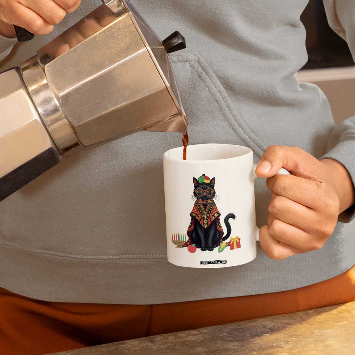 Cute Kwanzaa Cat Dashiki Coffee Mug African Heritage Gift TS12 Print Your Wear