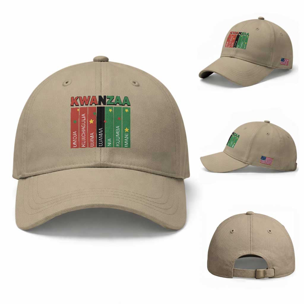 Light Of Kwanzaa Baseball Cap Nguzo Saba African Heritage Gift TS12 Baseball Cap Universal Fit Khaki Print Your Wear
