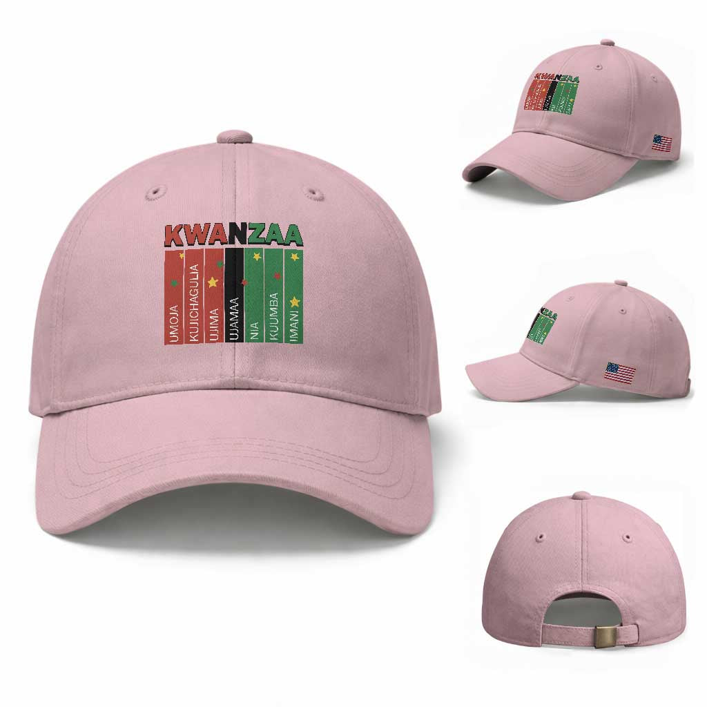 Light Of Kwanzaa Baseball Cap Nguzo Saba African Heritage Gift TS12 Baseball Cap Universal Fit Light Pink Print Your Wear