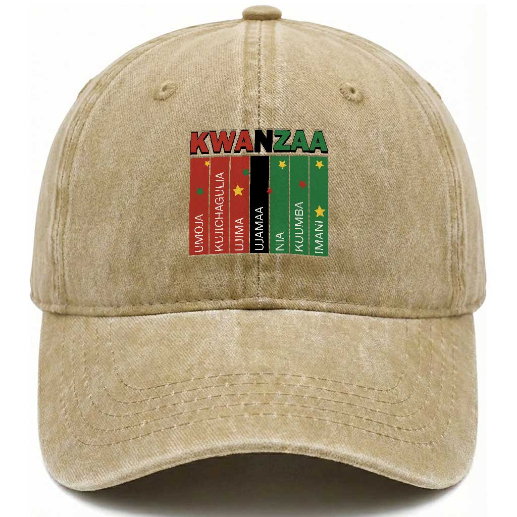 Light Of Kwanzaa Washed Cotton Baseball Cap Nguzo Saba African Heritage Gift TS12 Print Your Wear