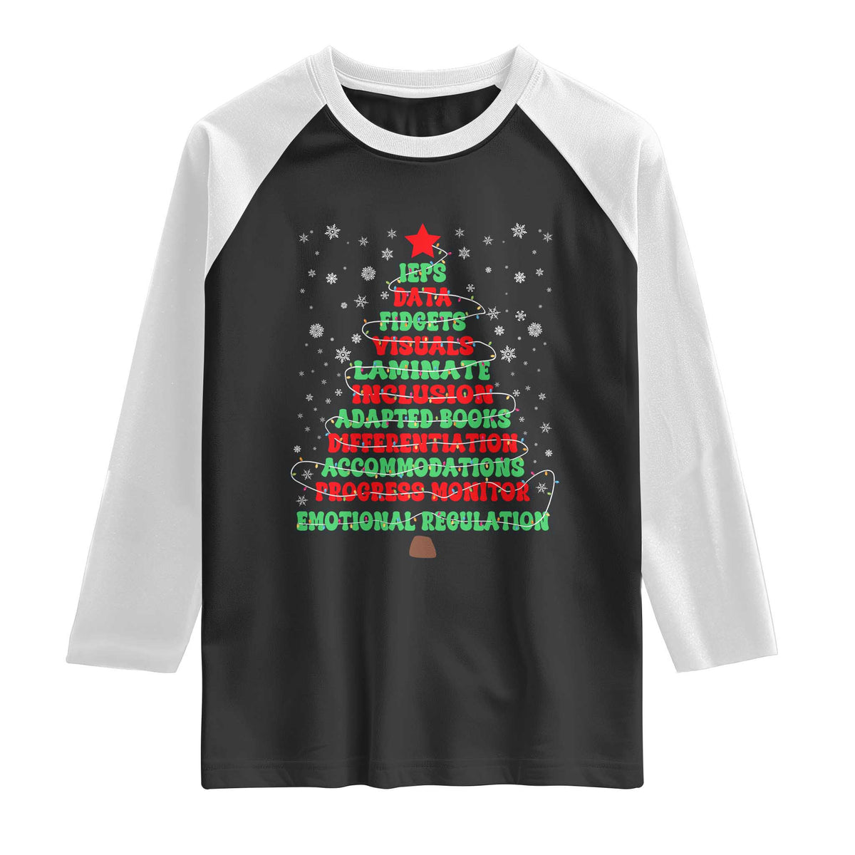 SPED Teacher Holiday Raglan Shirt Christmas Tree IEP Inclusion Gift