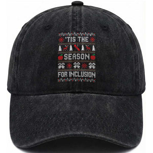 Christmas Special Education Educator Washed Cotton Baseball Cap Tis The Season For Inclusion