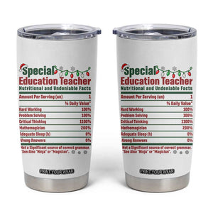 Funny SPED Educator Humor Tumbler Cup Nutritional Facts Christmas Special Education Teacher