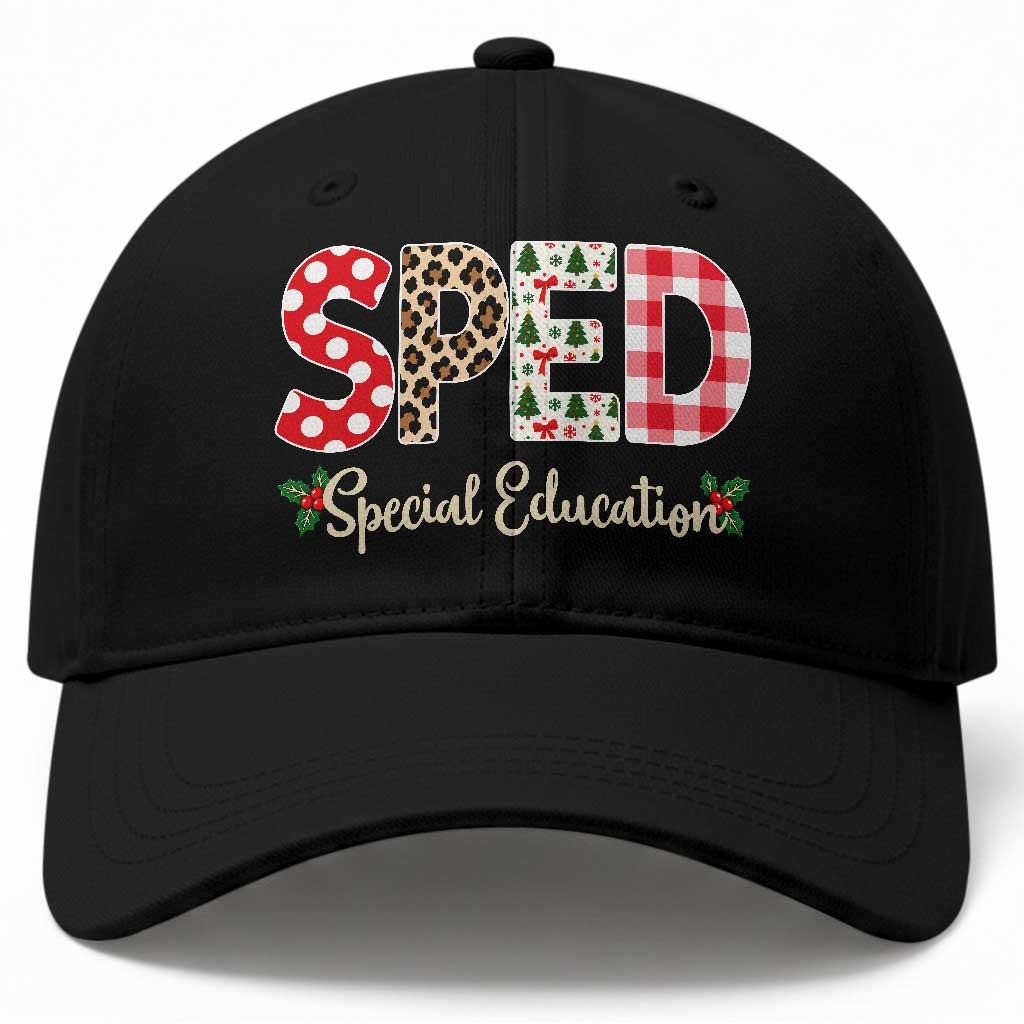 Christmas SPED Teacher Baseball Cap Leopard Plaid Special Education Educator Gift
