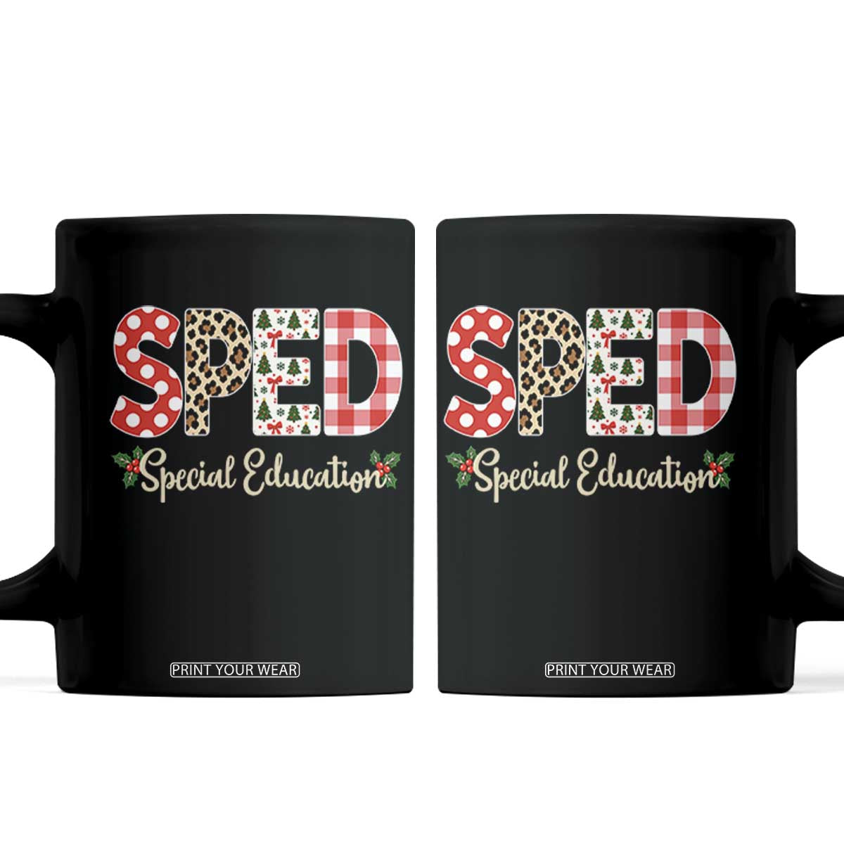 Christmas SPED Teacher Coffee Mug Leopard Plaid Special Education Educator Gift