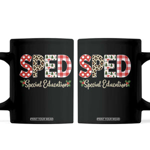 Christmas SPED Teacher Coffee Mug Leopard Plaid Special Education Educator Gift