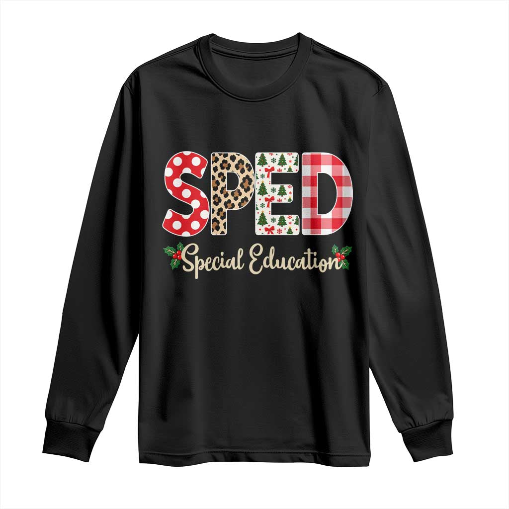 Christmas SPED Teacher Long Sleeve Shirt Leopard Plaid Special Education Educator Gift