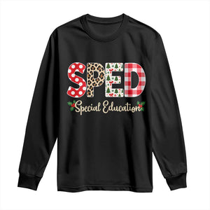 Christmas SPED Teacher Long Sleeve Shirt Leopard Plaid Special Education Educator Gift