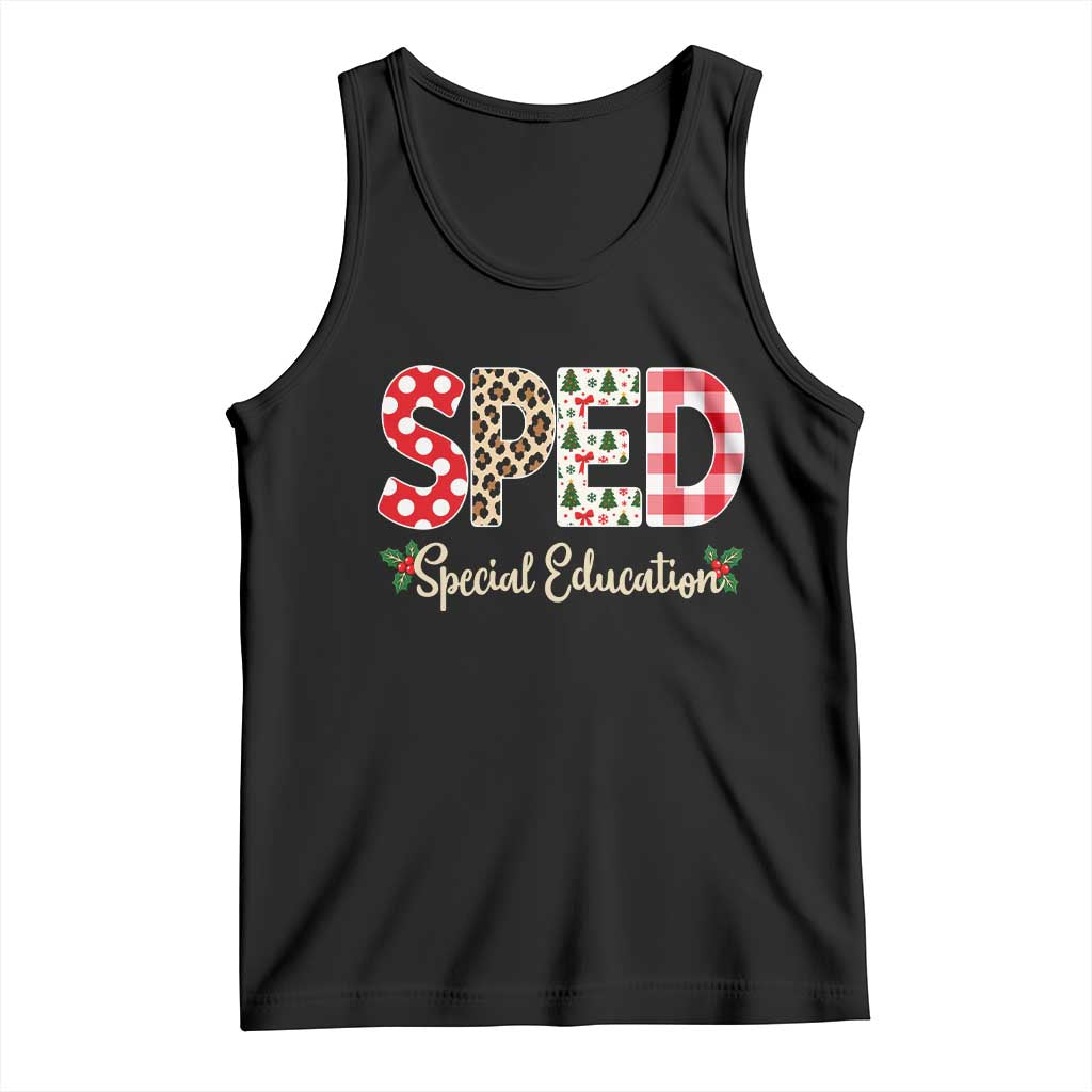 Christmas SPED Teacher Tank Top Leopard Plaid Special Education Educator Gift