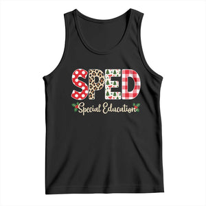 Christmas SPED Teacher Tank Top Leopard Plaid Special Education Educator Gift