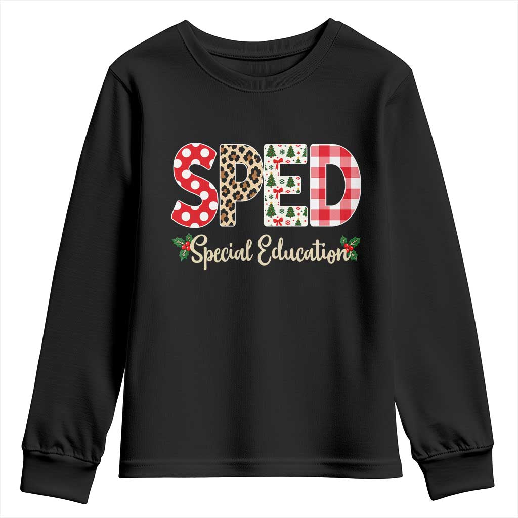 Christmas SPED Teacher Youth Sweatshirt Leopard Plaid Special Education Educator Gift