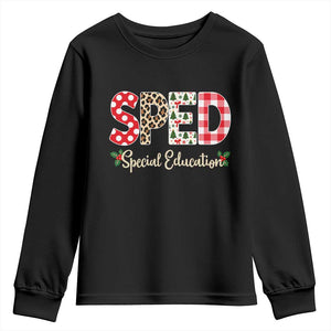 Christmas SPED Teacher Youth Sweatshirt Leopard Plaid Special Education Educator Gift