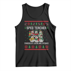 Christmas SPED Teacher Snowman Tank Top Powered By Cocoa And Patience