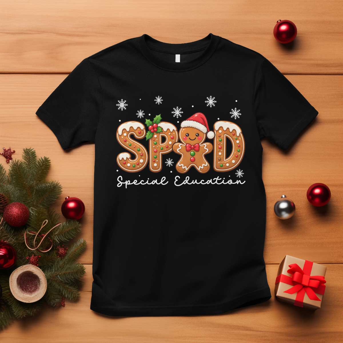 Christmas Gingerbread SPED Teacher T Shirt Cookie Holiday Educator Gift