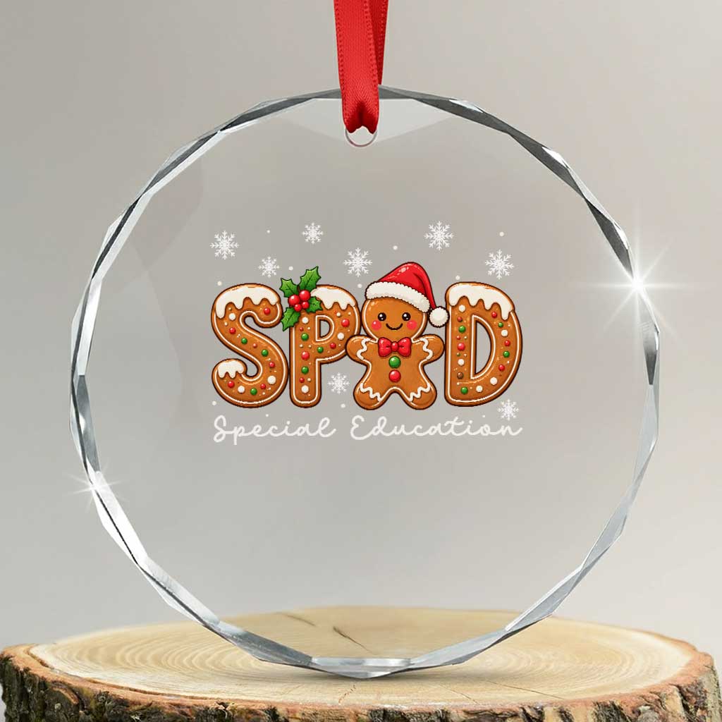 Christmas Gingerbread SPED Teacher Crystal Glass Ornament Cookie Holiday Educator Gift