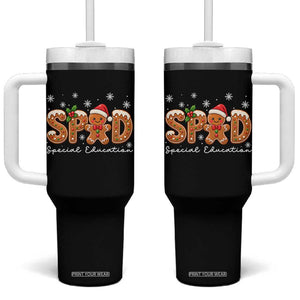 Christmas Gingerbread SPED Teacher Tumbler With Handle Cookie Holiday Educator Gift