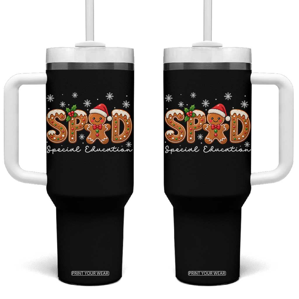 Christmas Gingerbread SPED Teacher Tumbler With Handle Cookie Holiday Educator Gift